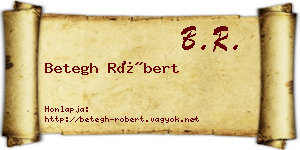Betegh Róbert névjegykártya