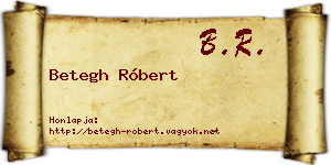 Betegh Róbert névjegykártya