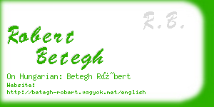 robert betegh business card